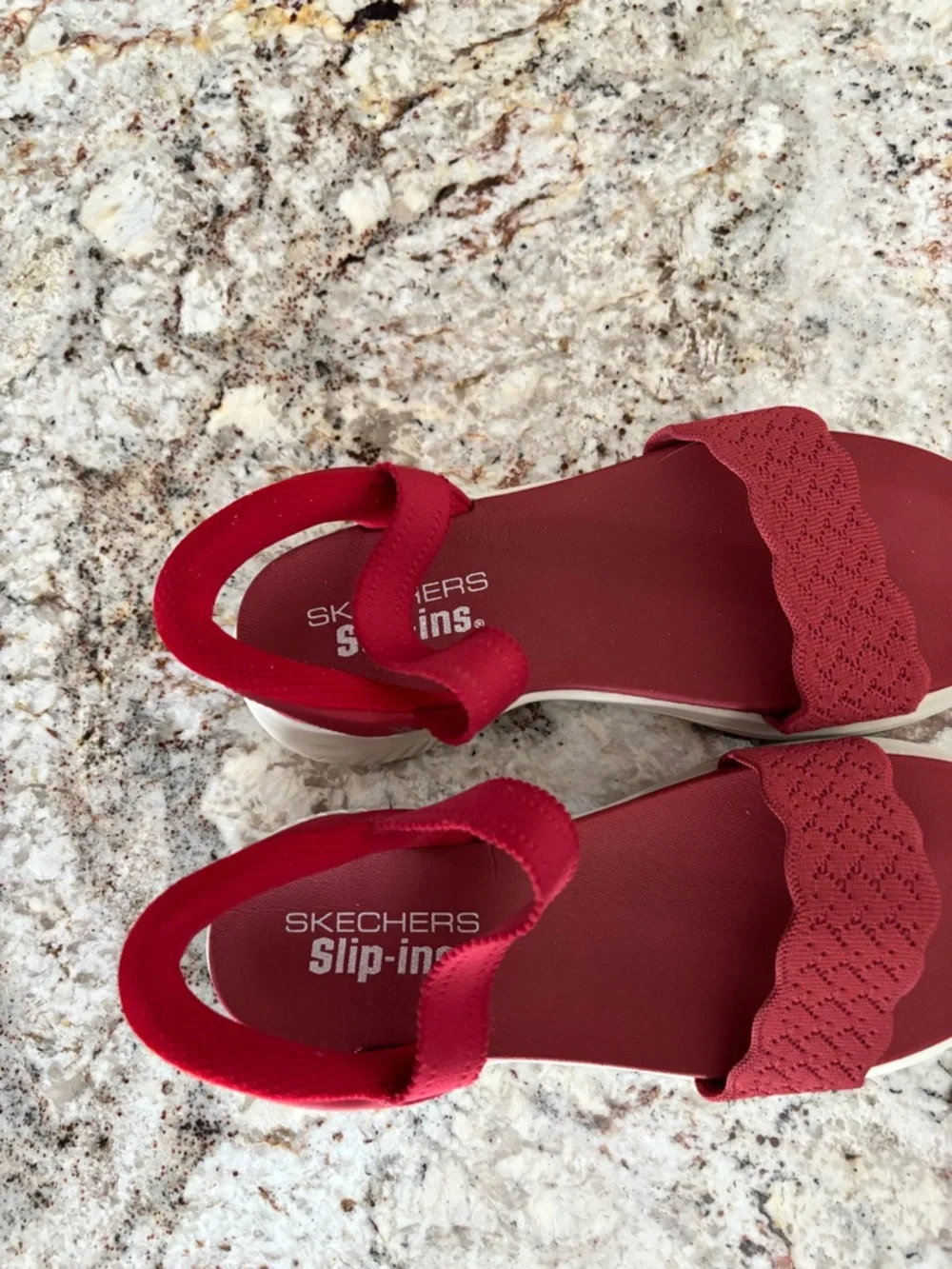 Skechers Slip-ins Women's Red Knit and Hook-and-Loop Sport Sandals - Picture 5 of 8